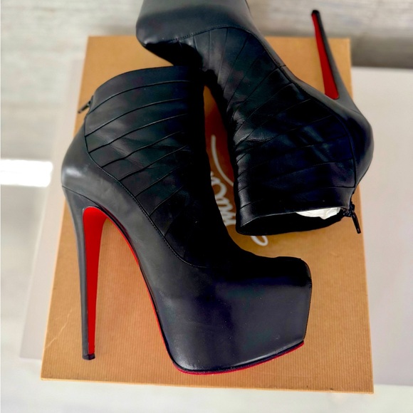 CHRISTIAN LOUBOUTIN Nappa Amor 160 Platform Ankle Booties Size 39.5 Black - Picture 4 of 8